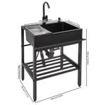 Vrijstaande Zwarte RVS Spoelbakset 60×45×86 cm, Huis en Inrichting, Badkamer | Badkamermeubels, Verzenden, Nieuw