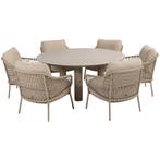 Donato Sardinia low dining set 7 delig 160 cm rond keramiek, Tuin en Terras, Tuinsets en Loungesets, Ophalen of Verzenden, Nieuw