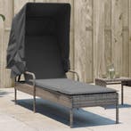 vidaXL Ligbed met luifel poly rattan grijs, Tuin en Terras, Verzenden, Nieuw