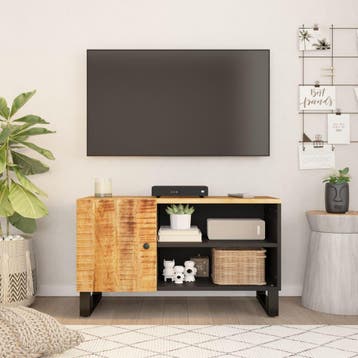 vidaXL Tv-meubel 80x33x46 cm massief mangohout en bewerkt, Minder dan 50 cm, Verzenden, Nieuw, Minder dan 100 cm