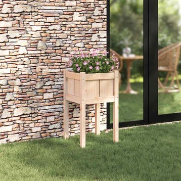 vidaXL Plantenbak Natuur 40 x 40 x 70 cm Massief grenenhout, Verzenden, Minder dan 60 cm, Nieuw, 60 cm of meer