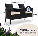 Polyrotan 2 zits Tuinbank Zwart 143x55x88cm (Tafels-Stoelen), Verzenden, Nieuw