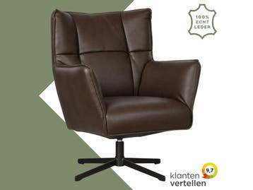 Leren draaifauteuil Lovely - Granada Chocolate (bruin), Nieuw, Ophalen of Verzenden, 75 tot 100 cm, Eigentijds, Modern, Retro, Vintage