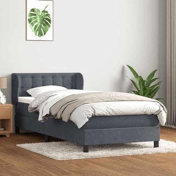 vidaXL Boxspring met matras fluweel donkergrijs 80x220 cm, Eenpersoons, Verzenden, Nieuw, Stof