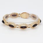 Armband - 14 karaat Geel goud - Granaat, Sieraden, Tassen en Uiterlijk, Nieuw