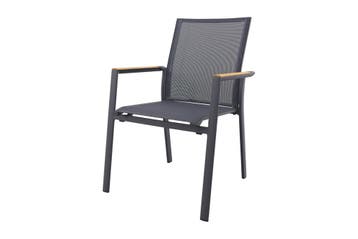 VDG Atmos stapelbare tuinstoel - Antraciet/Teak, Tuin en Terras, Tuinstoelen, Verzenden, Nieuw, Overige materialen