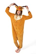 Onesie Rendier Pak L-XL Rendierenpak Kostuum Bruin Eland Her, Maat 52/54 (L), Carnaval, Nieuw, Ophalen of Verzenden