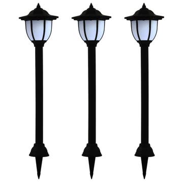 vidaXL LED-solarlampen zwart 3 st, Verzenden, Nieuw, Kunststof, Zonne-energie