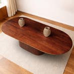 Deens ovale eettafel mangohout met kolompoot – 210/ 240/ 280, 100 tot 150 cm, Ophalen of Verzenden, Vijf personen of meer, Ovaal