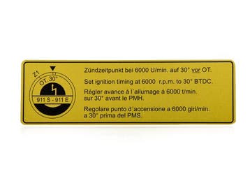 Sticker voor ontstekingstiming. Porsche 911, Verzenden, Nieuw