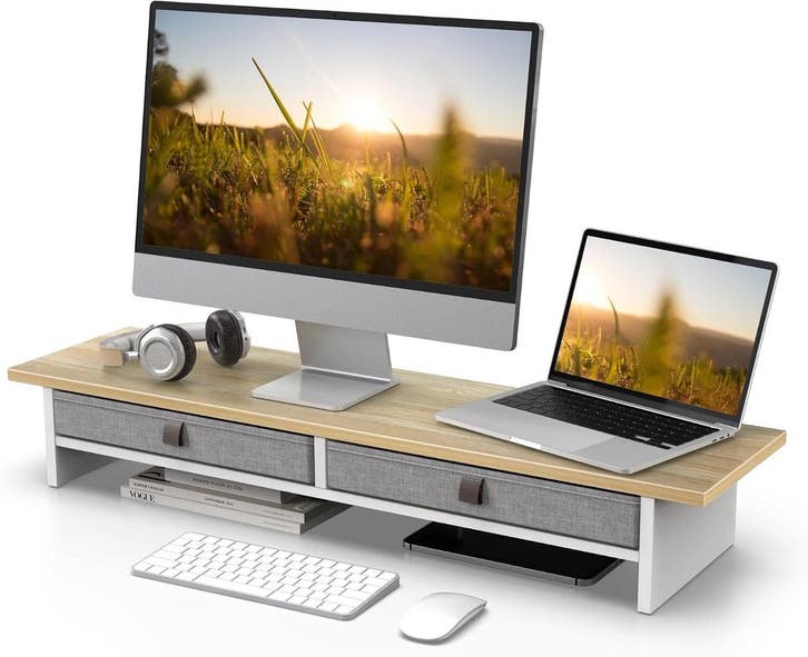 Monitor Riser Dubbel - 90x23cm | 29% Korting, Diversen, Bureau-accessoires, Zo goed als nieuw, Ophalen of Verzenden