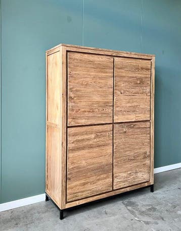 Moderne gesloten teakhouten kast, Ophalen of Verzenden, Nieuw