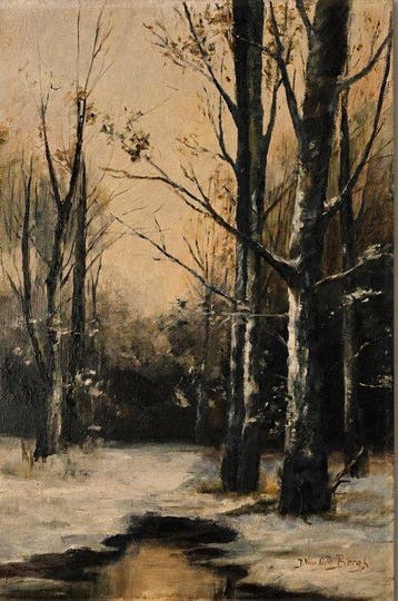 J. Van den Bergh. European School (XX) - Winter Forest, Antiek en Kunst, Kunst | Schilderijen | Klassiek