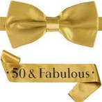 50 & Fabulous set met dasstrik en sjerp goud, Verzenden, Nieuw, Versiering, Abraham of Sarah