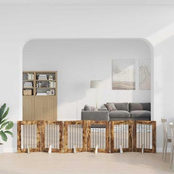 vidaXL Opvouwbaar hondenhek met standaards 6 st Gerookt, Dieren en Toebehoren, Verzenden, Nieuw