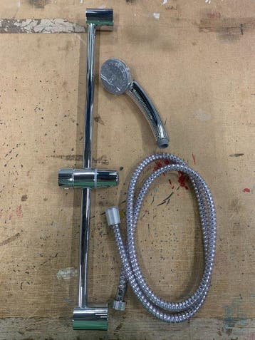 Bossini glijstang 57 cm met handdouche chroom geribbelde, Doe-het-zelf en Verbouw, Sanitair, Ophalen of Verzenden, Nieuw, Chroom