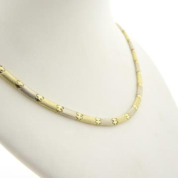 Bicolor gouden gematteerde schakelcollier (Ketting), Sieraden, Tassen en Uiterlijk, Kettingen, Ophalen of Verzenden, Gebruikt