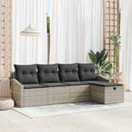vidaXL Bankstel met kussen 6 pcs poly rattan, Verzenden, Nieuw, Rotan, 6 zitplaatsen