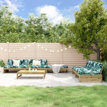 vidaXL 6-delige Loungeset met kussens geïmpregneerd, Verzenden, Nieuw, 6 zitplaatsen, Loungeset