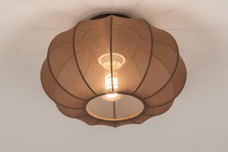 Rietveld Plafondlampen - Bruin - Stof, Metaal, Huis en Inrichting, Lampen | Plafondlampen, Verzenden