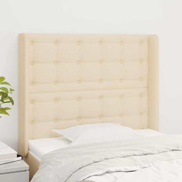 vidaXL Hoofdbord met randen 103x16x118/128 cm stof, Verzenden, Nieuw, Crème, Stof