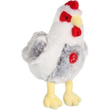 Pluche kip - GIPSY TOYS - Met geluid - 22 cm - Wit/grijs, Verzenden, Nieuw