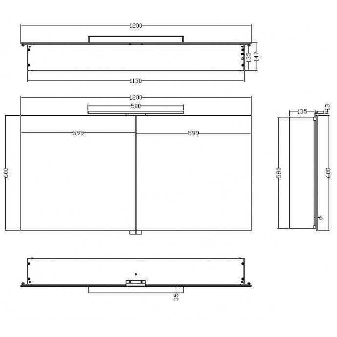 Spiegelkast Met Led Verlichting 120X60X14 Aluminium, Huis en Inrichting, Woonaccessoires | Spiegels, Ophalen of Verzenden