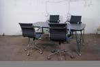 Kartell vergadertafel zwart 190x90 cm chroom frame tweedehan, Verzenden, Gebruikt