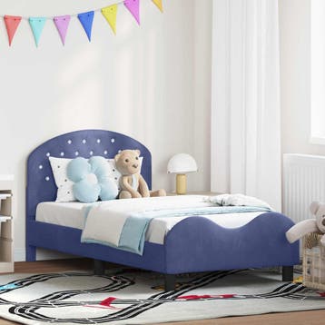 Kinderbed 80x160cm - Fluwelen Politieblauw | Retourdeal 34%, 70 tot 85 cm, Ophalen of Verzenden, Zo goed als nieuw, Lattenbodem
