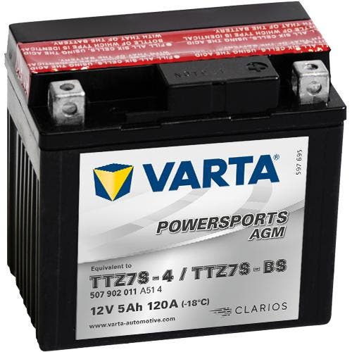 Varta Powersports AGM TTZ7S-BS accu | 507 902 011 | 12V 5Ah, Auto-onderdelen, Accu's en Toebehoren, Ophalen of Verzenden