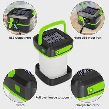 Oplaadbare Solar Camping Lantaarn - IP65 Waterdicht, Dual Ch, Verzenden, Nieuw