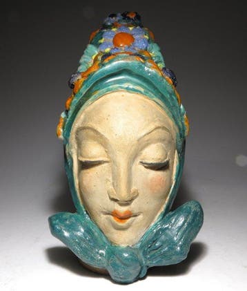 Sándor Horváth - Buste, Art Deco Wall Mask - 23 cm -, Antiek en Kunst