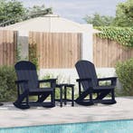 vidaXL Tuin loungeset 3 pcs Marineblauw HDPE, Verzenden, Nieuw, 3 zitplaatsen, Loungeset