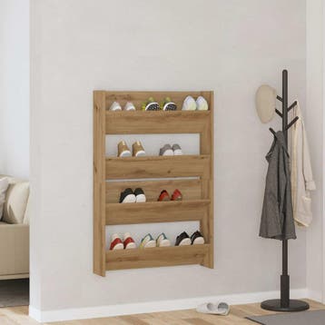 vidaXL Schoenenkast 2 st 81 x 18 x 60 cm Bewerkt hout, Verzenden, Nieuw
