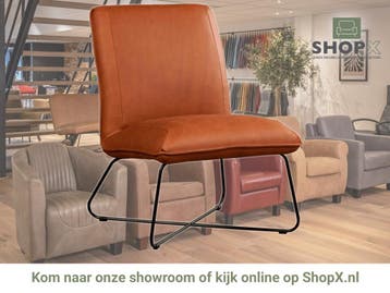 Leren fauteuil Less - Rancho Cognac (cognac), Industrieel, Modern, Scandinavisch, Nieuw, Ophalen of Verzenden, 50 tot 75 cm