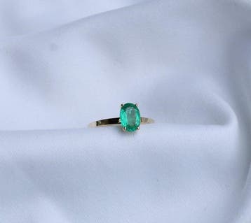 Ring - 14 karaat Geel goud - 1.01ct. tw. Smaragd - Minor, Nieuw