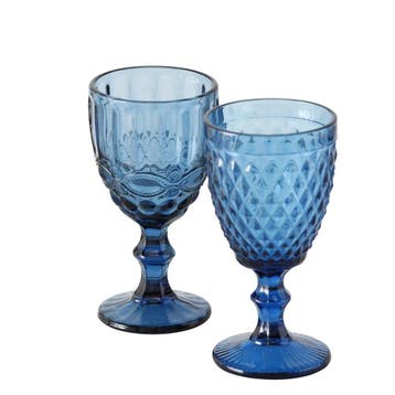 Boltze Home wijnglas blauw 17cm - A van €26,99 voor €13,50, Ophalen of Verzenden, Nieuw