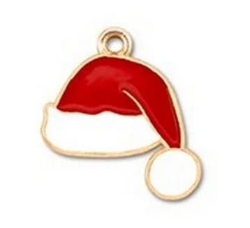 1 x Bedels metaal kerstmuts Goud-rood-wit ca. 20x19mm Ø1..., Ophalen of Verzenden, Nieuw, Kraal