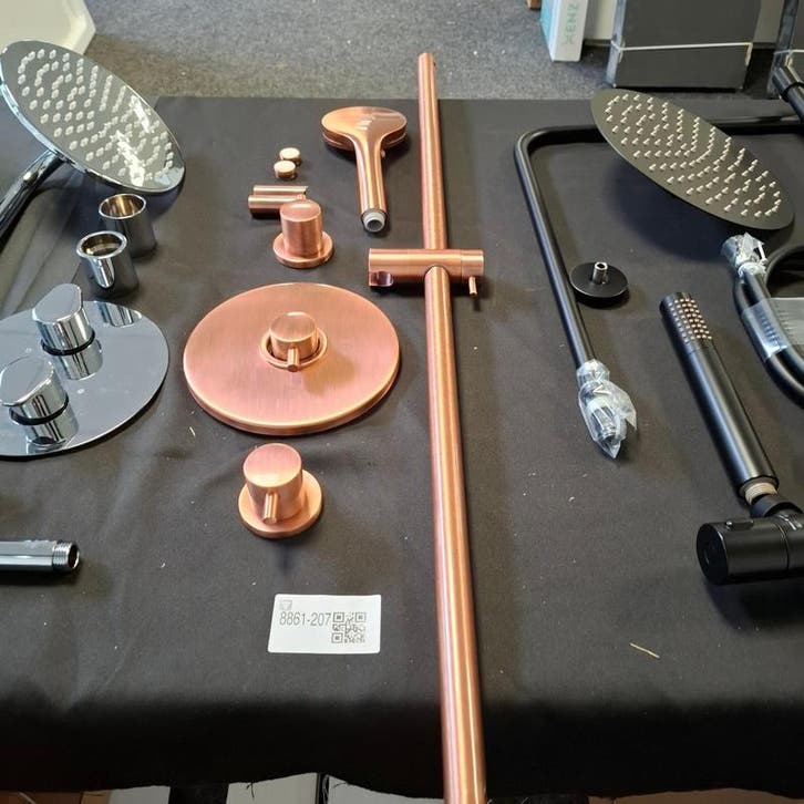 Regendoucheset Xenz, Duero Highflow, oud koper, Huis en Inrichting, Badkamer | Badkamermeubels