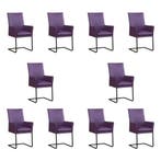 Set van 10 Leren eetkamerstoelen Ruler - Toledo Aubergine, Ophalen of Verzenden, Nieuw, Leer