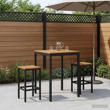 vidaXL Tuinbar Tafel Naturel en Zwart 80 x 80,5 x 105 cm, Verzenden, Nieuw