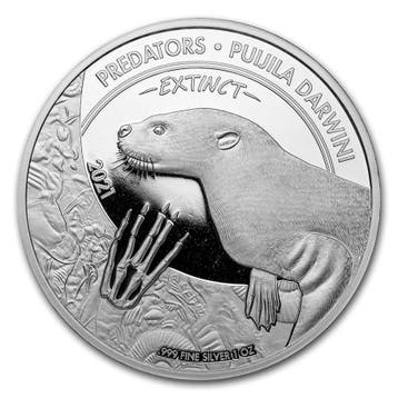 Congo Predators Extinct - Puijila Darwini 1 oz 2021, Verzenden, Overige landen, Losse munt, Zilver