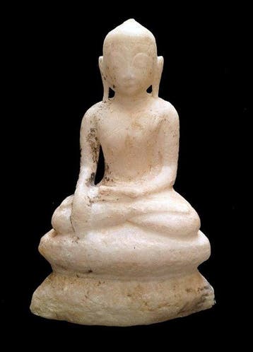 Burmese Alabaster Buddha - Beeld - Myanmar/Birma (Zonder, Antiek en Kunst