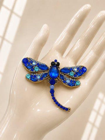 Grote vintage libelspeld met Swarovski-kristallen - Broche