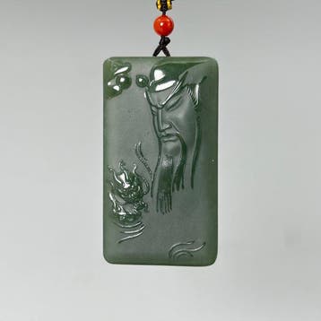 Gecertificeerde nefrietjade Guanyu Draak-amulet Hanger -