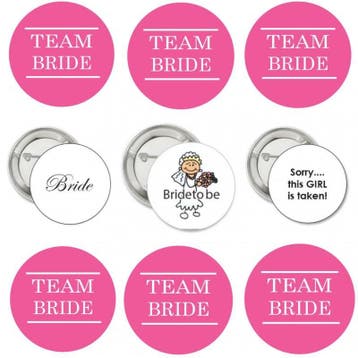 9 Buttons Bride to Be en Team Bride, Verzenden, Nieuw, Versiering, Geboorte of Huwelijk
