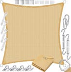 Schaduwdoek - Zonnezeil - Vierkant - 5x5 m - Zand - KESSER®, Tuin en Terras, Schaduwdoeken, Verzenden, Zo goed als nieuw