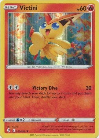 Victini 020/203 holo rare (Evolving Skies), Hobby en Vrije tijd, Verzamelkaartspellen | Pokémon, Losse kaart, Nieuw, Foil, Ophalen of Verzenden