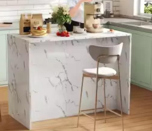 Keukeneiland Wit met Marmerlook, 3 Lades &amp; 3 Kasten 120 cm, Huis en Inrichting, Keuken | Keukenelementen, Nieuw, Verzenden