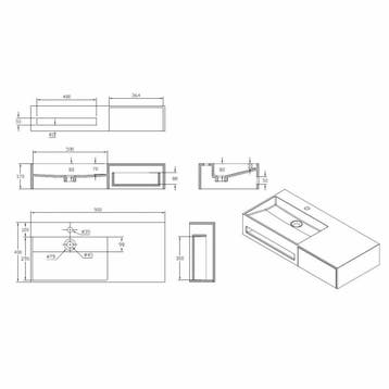 Wastafel met Lade Spring 90x40x17 cm Solid Surface Mat Wit, Ophalen of Verzenden, Nieuw